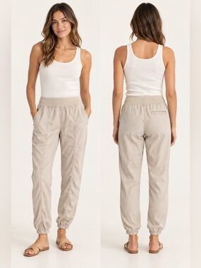 Faherty Beige Tencel Linen Blend Pull-On Jogger Pants Women’s Size M